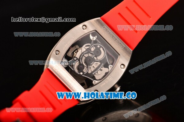 Richard Mille RM 038 Asia Automatic Steel Case with Skeleton Dial and Red Rubber Strap - Click Image to Close